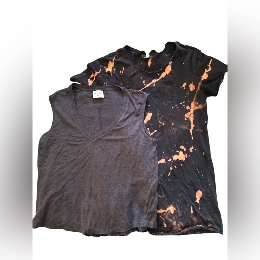 Wrap London Vneck Linen Tank and Acid Wash Tie Dye Junk de Luxe Tee
